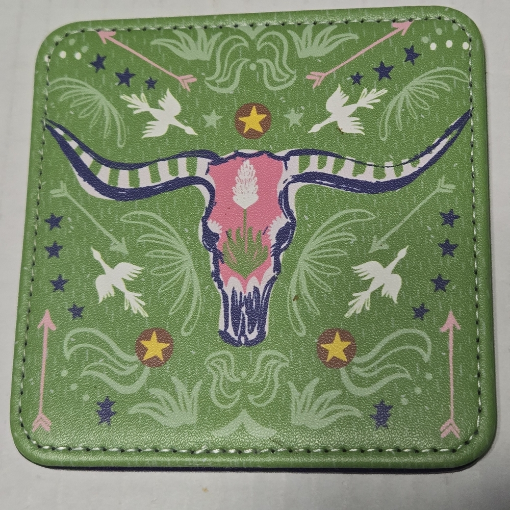 Reversible Coasters LONGHORN COASTERS Texas Western bull horn, SET OF 4 - Picture 5 of 16